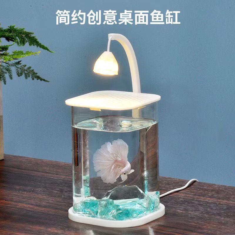 Аквариум с высокой прозрачностью + подсветка в виде цветов + крышка + основание + водоросли + раковина + измельченный алмаз