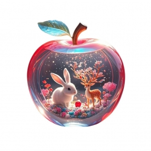 Эпическое хрустальное яблоко со светящимся внутри